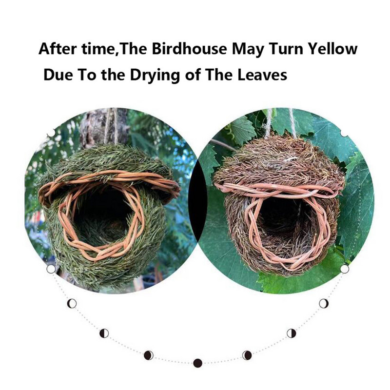 Looduslik muru linnupesa Käsitsi kootud linnumaja varjualune onn Väikeste lindude varjupaik õues varblased rippuvad papagoi pesamajad lemmikloomad