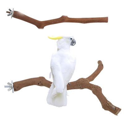 Pet Parakeet Stand Hanging Play Toys Bird Cage Wood Branch Stand Perches Parrot Wooden Holder Perches Bird Perched Stick