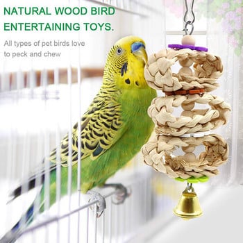 8 τμχ Parrot Toy Wood Birds Standing Rack Chewing Toys Bead Ball Heart Star Shape Parrot Toy Παιχνίδια πουλιών Αξεσουάρ προμήθειες