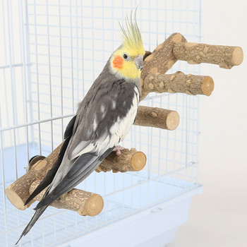 Natural Parrot Perch Bird Stand Paw Grinding Fork Parakeet Climbing Branches Toy for Small Budgies Cockatiels