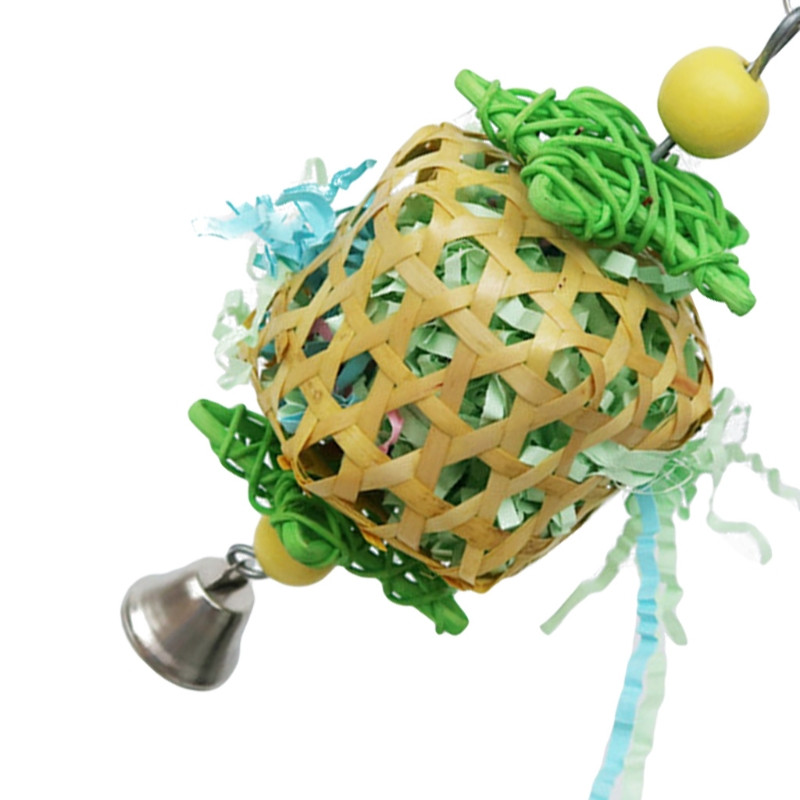 Kućni ljubimac papiga ptica igračka za žvakanje kavez viseća pletena lopta od ratana s papirnatim trakama hvatanje hrane igračke za grickanje ljuljačke za valovitog papagaja