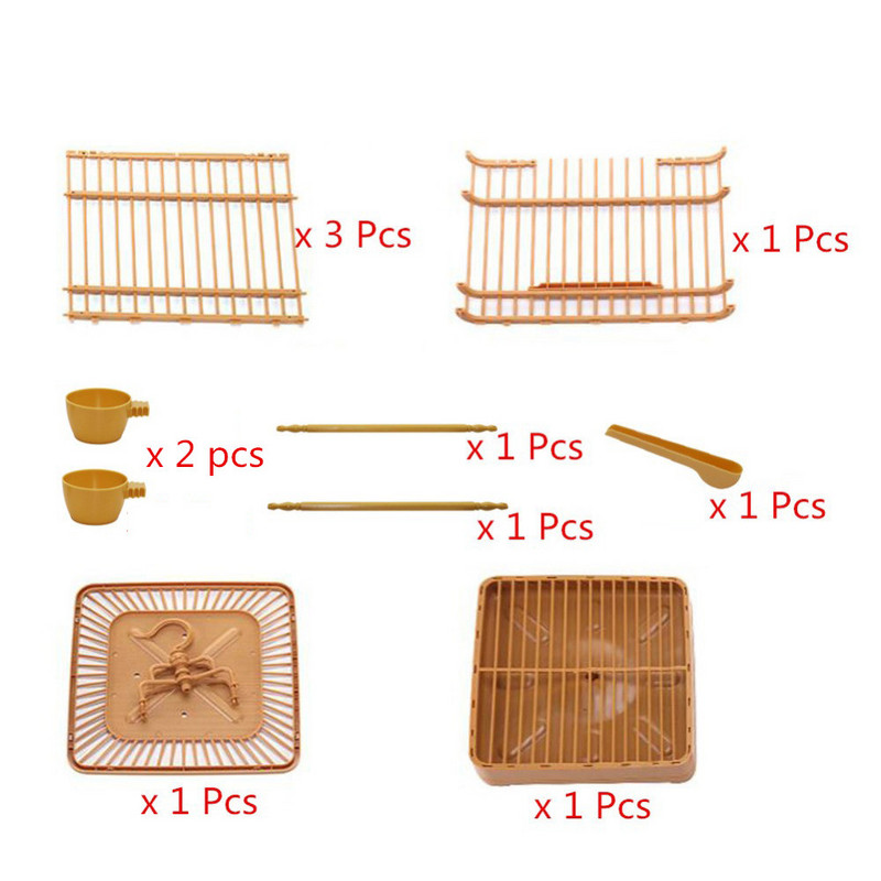 1 set cușcă pentru păsări de asamblare cu hrănitor și adăpătorit pasăre mică pentru animale de companie Set complet de cușcă pentru papagali pentru casă de păsări din plastic