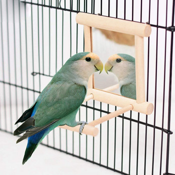 2 пакета папагали Finch с люлеещо се огледало за птици и стоящ прът за костур