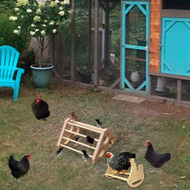 Cieta, spēcīga, dabīga koka šūpoles kāpnes asaris rotaļlieta gaiļiem cāļiem čokiem dabīgā koka vistas šūpuļkrēsls