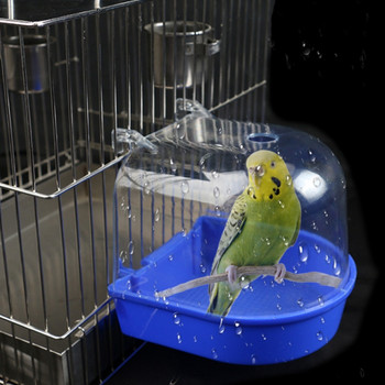 Кутия за баня за птици Аксесоар за клетка за къпане на папагали за малки птици Папагал Канарче Вълнисто папагалче Влюбени птици Прозрачна горна част