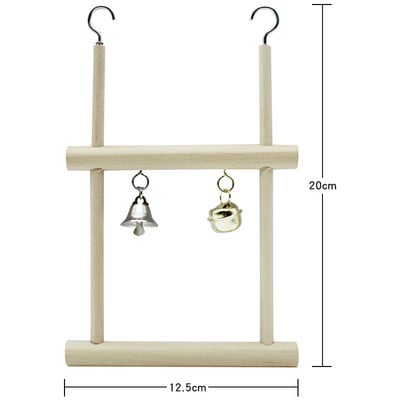 Естествено дърво Играчка за папагал за домашен любимец Птица Люлка Упражнение Катерене Стоящи дървени играчки Папагал за домашен любимец Ара Хамак Играчка за птици със звънчета