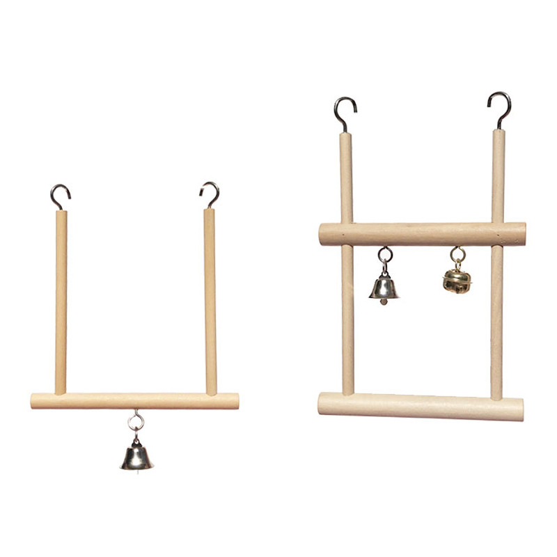 Естествено дърво Играчка за папагал за домашен любимец Птица Люлка Упражнение Катерене Стоящи дървени играчки Папагал за домашен любимец Ара Хамак Играчка за птици със звънчета