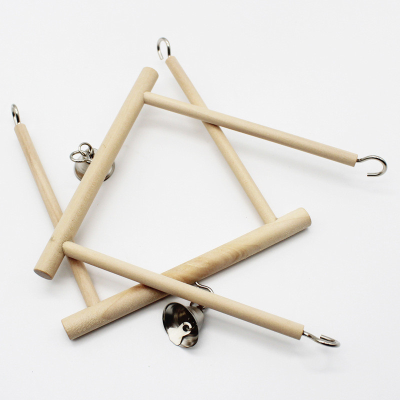 Естествено дърво Играчка за папагал за домашен любимец Птица Люлка Упражнение Катерене Стоящи дървени играчки Папагал за домашен любимец Ара Хамак Играчка за птици със звънчета