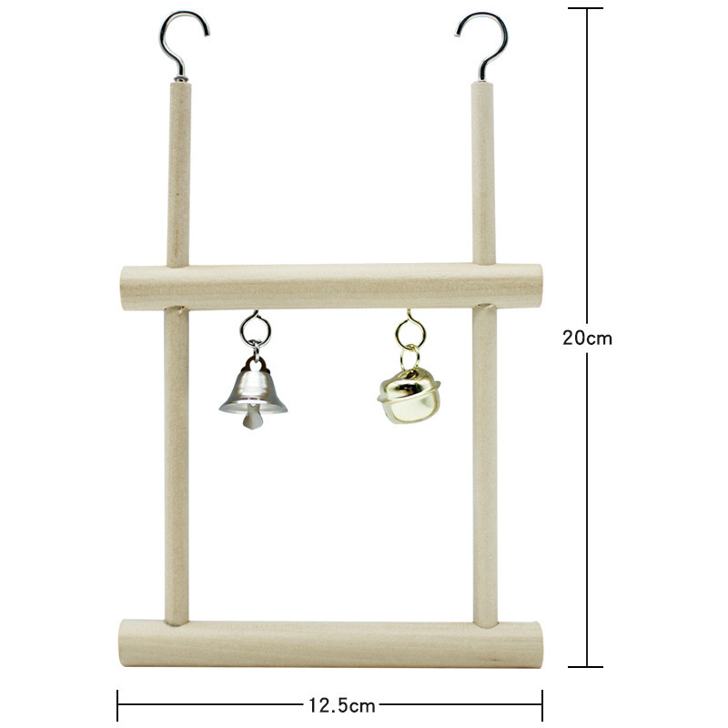 Естествено дърво Играчка за папагал за домашен любимец Птица Люлка Упражнение Катерене Стоящи дървени играчки Папагал за домашен любимец Ара Хамак Играчка за птици със звънчета