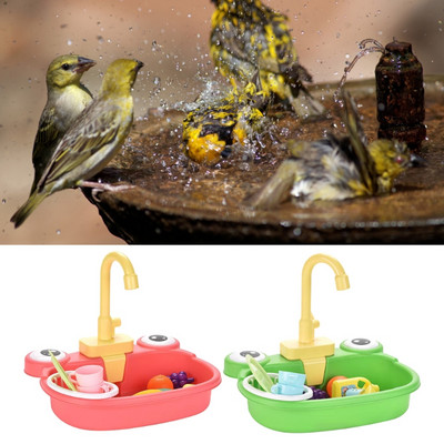 Вана за къпане за птици с кран Забавни автоматични папагали за домашни любимци Инструменти за почистване на душ за басейн за малки булки Канарчета Детски играчки