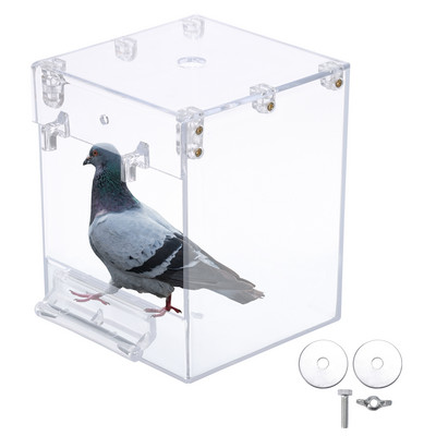 Large Bird Shower Cage Bird Bath Cage Transparent Plastic Bird Bathtub Bird Feeder with Hanging Hook and Installation Screw Knob