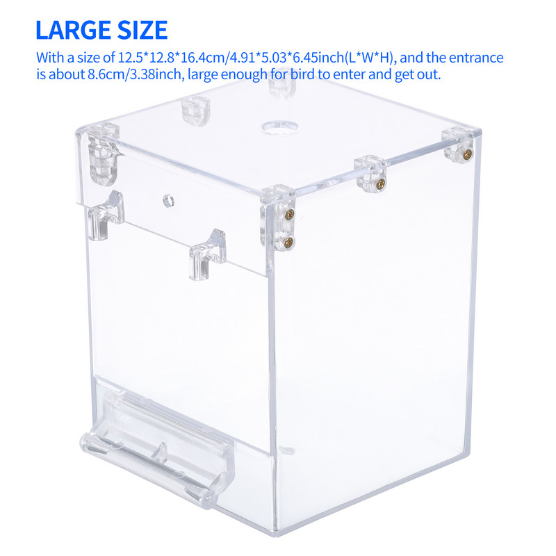 Cușcă mare pentru duș pentru păsări Cușcă pentru baie pentru păsări Cadă pentru păsări din plastic transparent Hrănitor pentru păsări cu cârlig de agățat și buton cu șurub de instalare