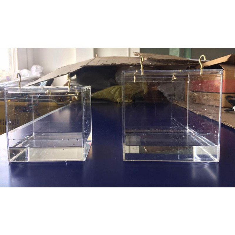 Skaidrus naminių paukščių vonia papūgos vonia Erdvus akrilinis namas su pakabinamomis kabliukais papūgoms Kačiukai Papūgai Naminių gyvūnėlių narvas