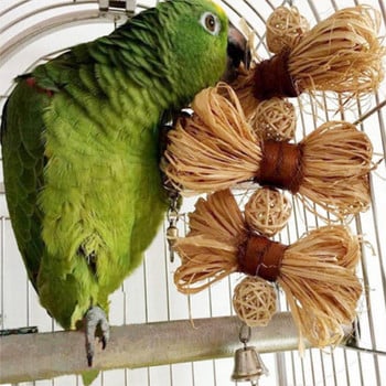 1 бр. Pet Bird Parrot Loofah Vine Rattan Ball Bell Swing Висящи клетки Chew Bite Toy vogel speelgoed аксесоари за папагали