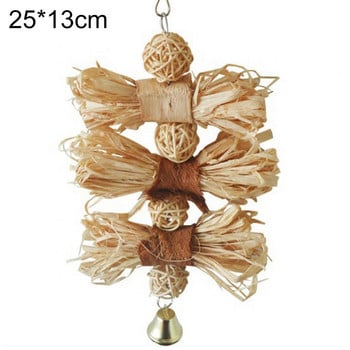 1 бр. Pet Bird Parrot Loofah Vine Rattan Ball Bell Swing Висящи клетки Chew Bite Toy vogel speelgoed аксесоари за папагали