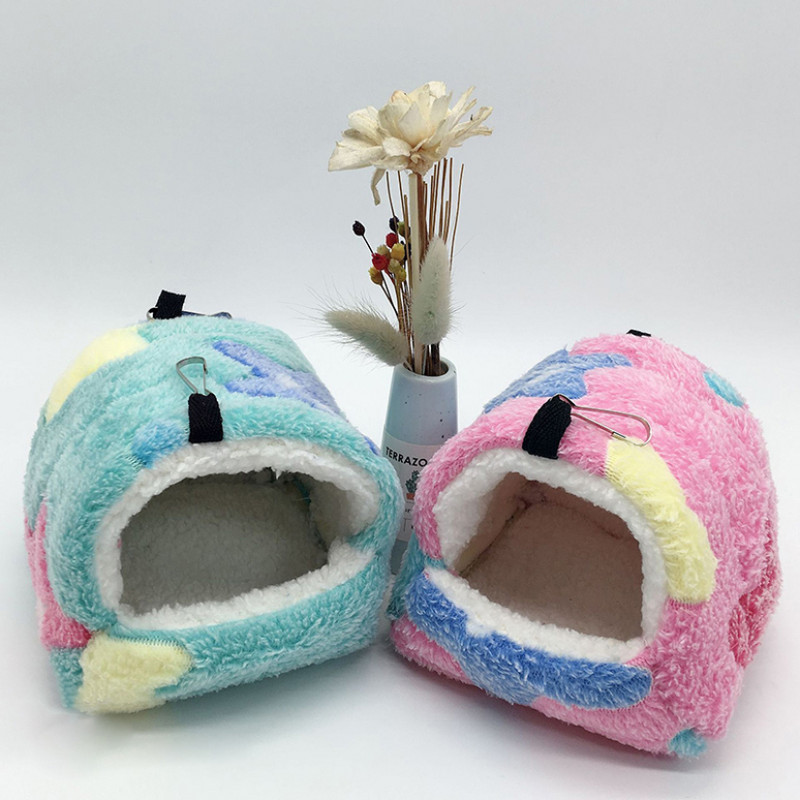 Χάμστερ Σπίτι Ζεστά μαλακά κρεβάτια και σπίτια Αιώρα με τυπωμένο κλουβί τρωκτικών για αρουραίους Βαμβακερά αξεσουάρ ινδικών χοιριδίων Μικρό ζώο