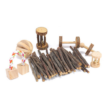 Комплект играчки за дъвчене на хамстер Естествени дървени играчки за хамстери и аксесоари за клетка Морско свинче Играчка за дъвчене Зъби Малко животно Играчка Сирия