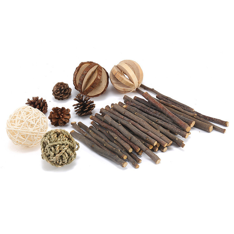 Žiurkėno kramtymo žaislų rinkinys Natūralūs mediniai žiurkėno žaislai ir priedai narvei jūrų kiaulytės kramtymo žaislo dantims Smulkaus gyvūno žaislas Sirija