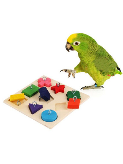 Parrot Iq Training Toys 9 Grid Colorful Wooden Block Safe Tasteless Pet Educational Toys Bird Supplies
