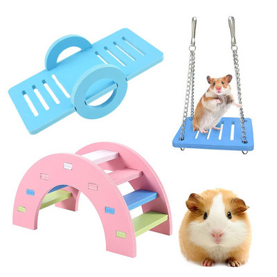 Hamster Play Toys Rainbow Bridge Seesaw Swing Climb Boredom Breaker Small Animal Activity Toy DIY Hamster Cage Accessories