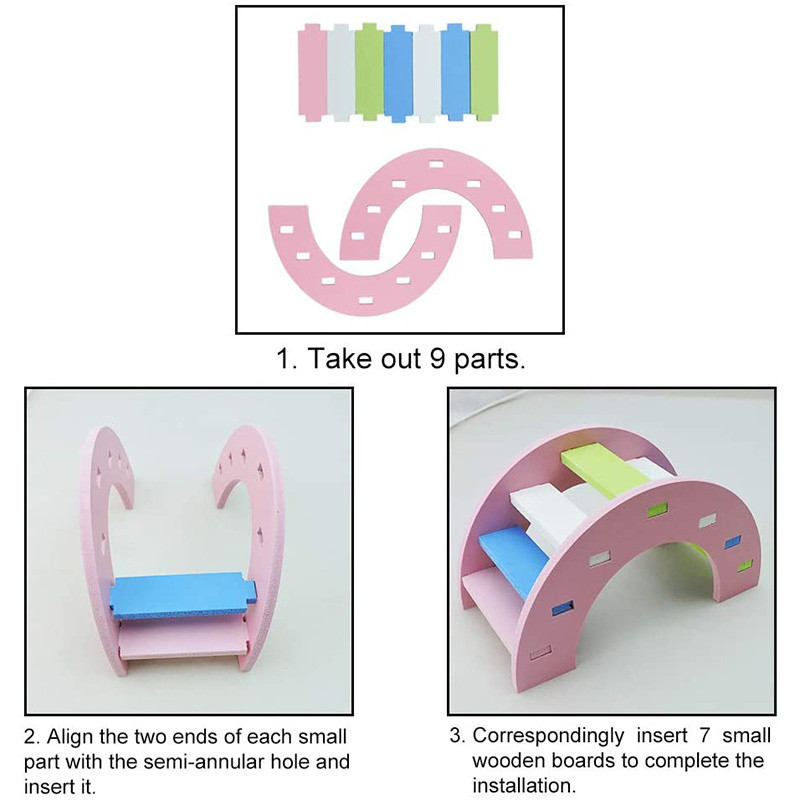 Žaislai su žiurkėnais Vaivorykštės tilto sūpynės, sūpynės, laipiojimo nuobodulio pertraukiklis, mažų gyvūnų veiklos žaislas „pasidaryk pats“ žiurkėno narvelio priedai