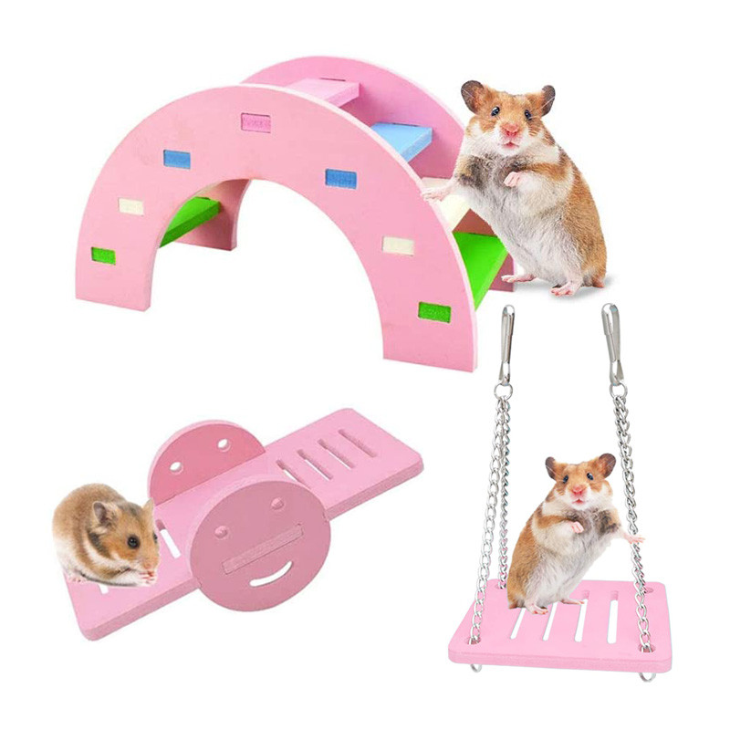 Žaislai su žiurkėnais Vaivorykštės tilto sūpynės, sūpynės, laipiojimo nuobodulio pertraukiklis, mažų gyvūnų veiklos žaislas „pasidaryk pats“ žiurkėno narvelio priedai