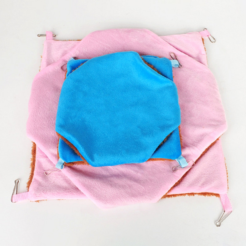 Zima Topla Viseća mreža za hrčka za štakore Glodavac Mala životinja Zamorac Tvor Dvoslojna plišana pamučna gnijezda Potrepštine za kućne ljubimce