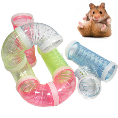 Hamster Tunnel Tube Part Transparent Curved Straight Tunnel Pipe DIY Small Pet Cage External Sports Tunnel Toy For Mouse Rat