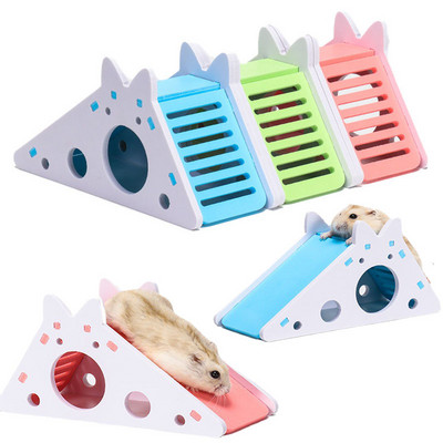 Assembled Hamster Slide Toy Guinea Pig Golden Bear Wooden Colorful Hamster House Small Pets Cage Toys Hamster Accessories