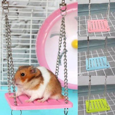 Žiurkėno spalvingos pakabinamos sūpynės mažų gyvūnų veiklai skirtų žaislų narvelių priedai žiurkėnams pelėms papūgoms