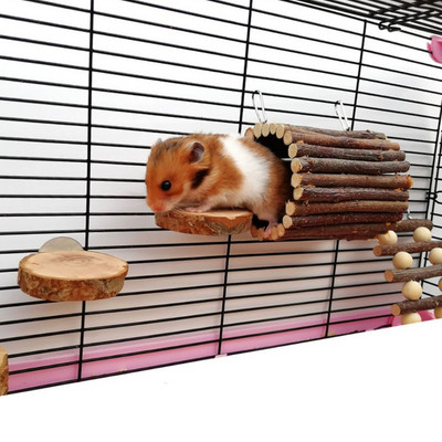 Wooden Animal Hanging Tunnel Hook for Rabbit Ferret Hamster Guinea Pig Small Pet Exercise Tube Cage Accessories