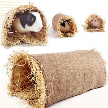 Rabbit Hideaway Toy Grass Straw Bunny Toy Tunnel Хамстер Аксесоари за Морско свинче Чинчила Пор Плъхове Клетка за гризачи