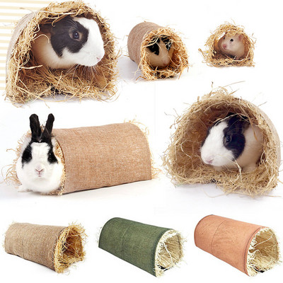 Rabbit Hideaway Toy Grass Straw Bunny Toy Tunnel Χάμστερ Αξεσουάρ για Κλουβί τρωκτικών με κουνάβια αρουραίων Guineapig Chinchilla