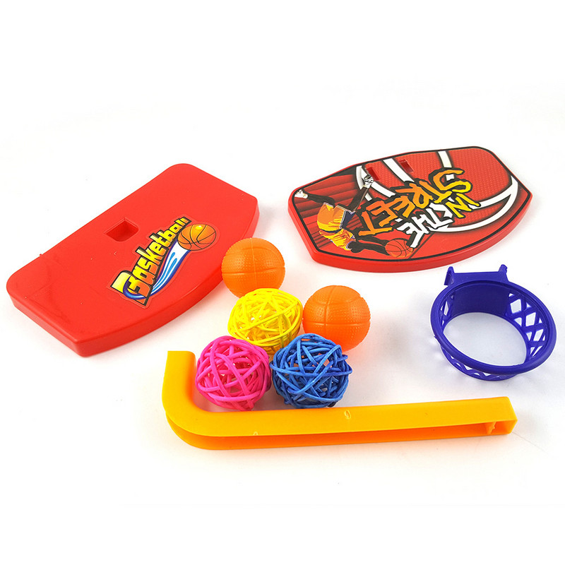 Jucărie de antrenament pentru papagal pentru păsări, perruș pentru animale de companie, cozită pentru coș de baschet, cu mingi de mestecat, jucărie de inteligență pentru jocul educațional pentru trucuri de păsări