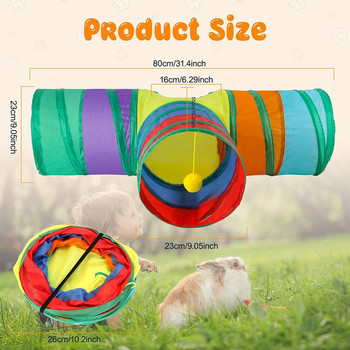 Bunny Tunnels & Tubes Collapsible 3 Way Bunny Hideout Small Animal Activity Tunnel Toys for Dwarf Rabbits Bunny Guinea Pigs