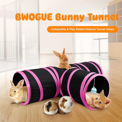 Bunny Tunnels & Tubes Collapsible 3 Way Bunny Hideout Small Animal Activity Tunnel Toys for Dwarf Rabbits Bunny Guinea Pigs