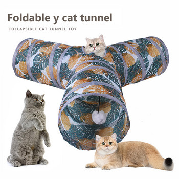Печатна котешка тунелна тръба 2/3/4 посоки, сгъваема, сгъваема котка, коте, заек, тунел за игра, играчка, обучение, интерактивни забавни стоки за домашни любимци
