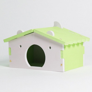 Къща за хамстер Клетки за плъх мишка Забавно гнездо за хамстер Вила Цветна дървена къща с легло