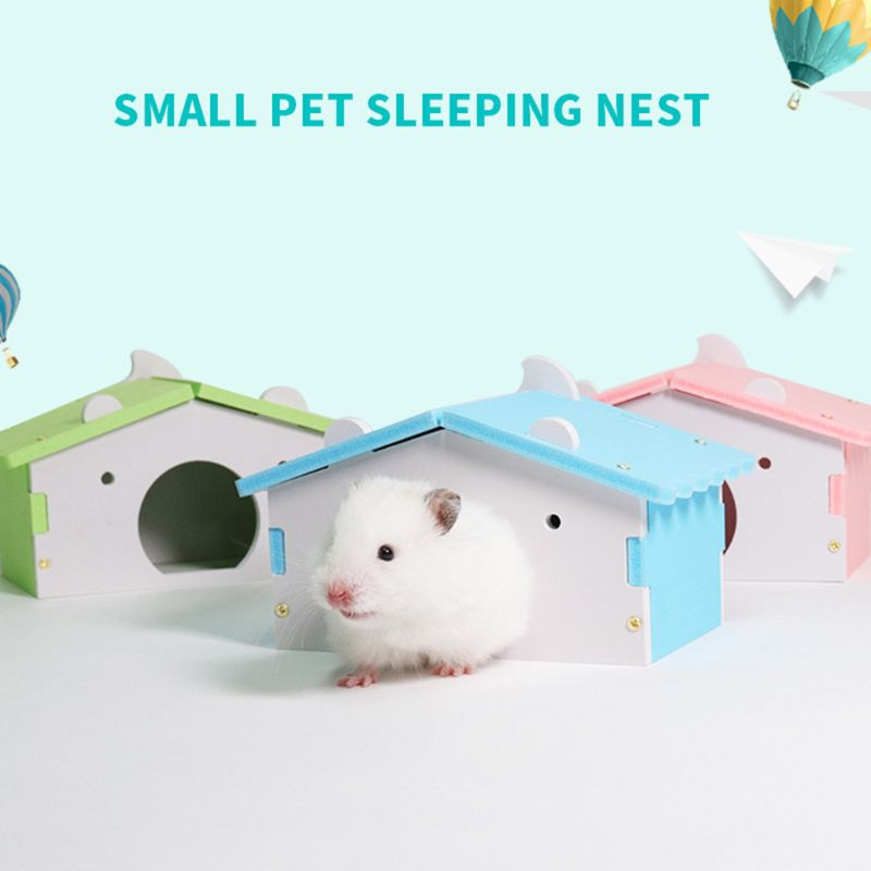 Hamstrimaja puurid rotihiire jaoks Naljakas hamstripesa villa Värviline puidust voodimaja