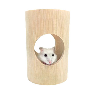 Wood Tunnels Chinchilla Hideaway Tubes Bamboo Chew Toys for Hedgehog Hamster Mice Rat Gerbil Squirrel
