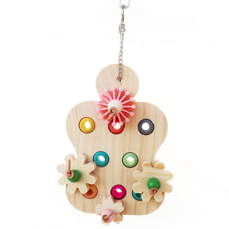 Jucării educaționale mari pentru papagal Jucării interactive pentru papagal Jucărie de mestecat pentru papagal din lemn colorat Produse de antrenament pentru papagali Rechizite pentru păsări