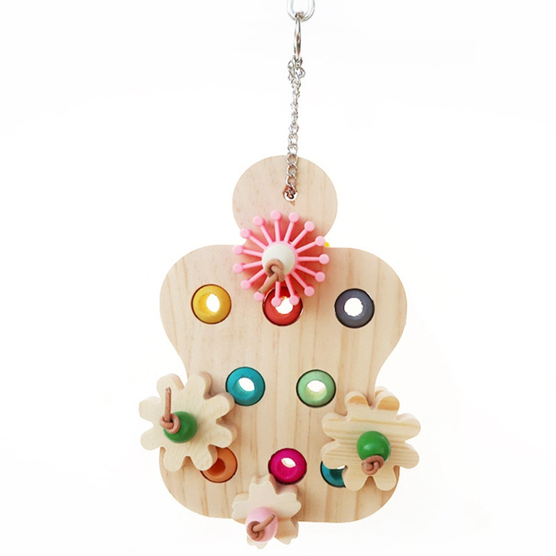 Jucării educaționale mari pentru papagal Jucării interactive pentru papagal Jucărie de mestecat pentru papagal din lemn colorat Produse de antrenament pentru papagali Rechizite pentru păsări