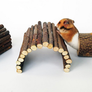 Ξύλινη γέφυρα κρεμασμένα παιχνίδια ράμπα σήραγγας χάμστερ Εύκαμπτα αξεσουάρ σπιτιών για μικρά ζώα για τρωκτικά χάμστερ Παιχνίδι αναρρίχησης