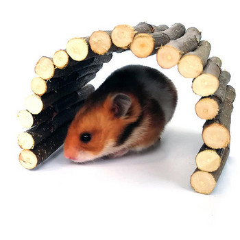 Дървен мост Висящи играчки Рампа за тунел за хамстери Гъвкава къща за малки животни Аксесоари за хамстери Мишки Гризачи Играчка за катерене