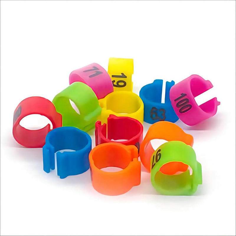 100 bucăți 12 mm 14 mm benzi pentru picioare pentru picior de porumbei Inele pentru picior de porumbel Inele de plastic pentru cleme pentru păsări etichetă de marcare
