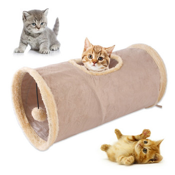 Πτυσσόμενο ύφασμα Suede Tunnel για γάτα Puppy Rabbit Play Chase Hide Tunnel Tube Indoor for Game Ασκήσεις Εκπαίδευση κρυφτού Παιχνίδια για κατοικίδια