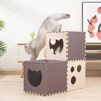 Πολυλειτουργική φωλιά ύπνου κατοικίδιων από μαλακό σωλήνα γάτας 14 τμχ Επαναχρησιμοποιήσιμη Παιχνίδι γάτας Μεγάλος χώρος για εσωτερικούς χώρους