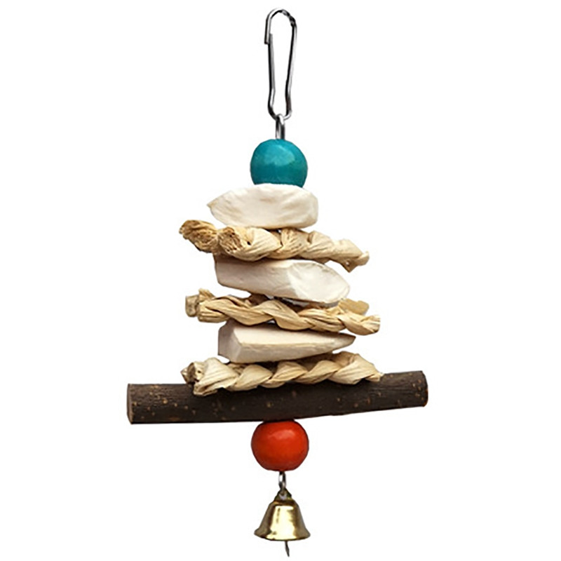 1 buc Jucărie de mestecat papagal Os de sepie Frunze de porumb Paie Ramă de copac fructifer Coarda de mușcătură de pasăre Clopot suspendat Cușcă de supliment de calciu