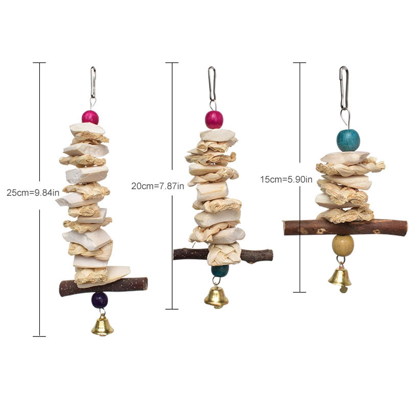 1 buc Jucărie de mestecat papagal Os de sepie Frunze de porumb Paie Ramă de copac fructifer Coarda de mușcătură de pasăre Clopot suspendat Cușcă de supliment de calciu