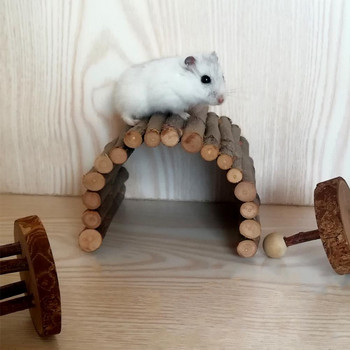 Pet Wooden Bridge Climbing Toy Hide Tunnel Toy House Accessories for Hamster Chinchilla Rabbit Παιχνίδια για κατοικίδια ζώα ινδικά χοιρίδια